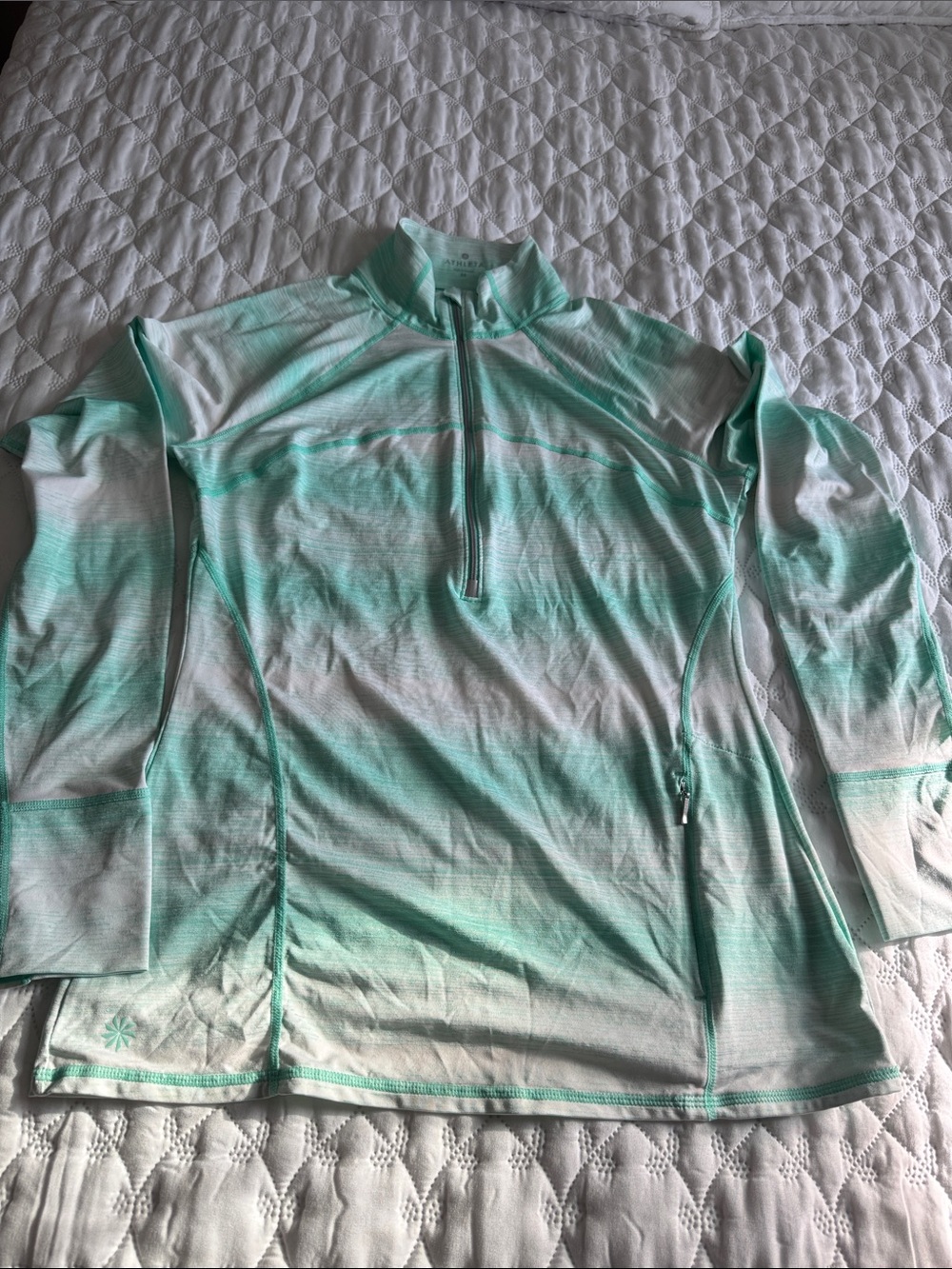 Athleta Mint Ombre Quarter-Zip Long-Sleeve Rash Guard